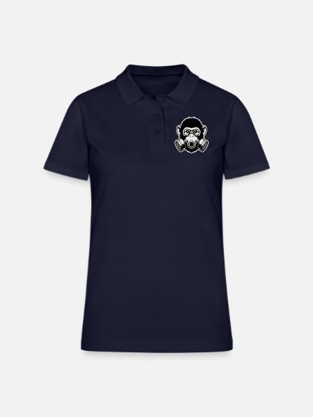 Monkey Gas Mask - Women's Pique Polo Shirt - midnight navy - Front