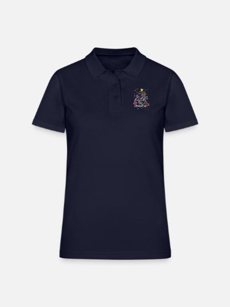 Mele Kalikimaka Hawaiian Hawaii Christmas Natives - Women's Pique Polo Shirt - midnight navy - Front