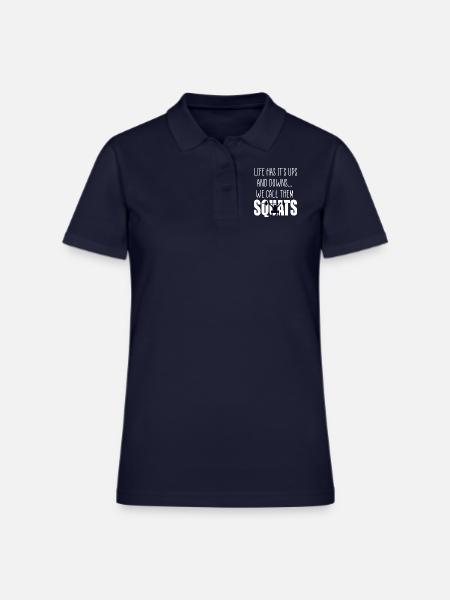 Squats gym quote - Women's Pique Polo Shirt - midnight navy - Front
