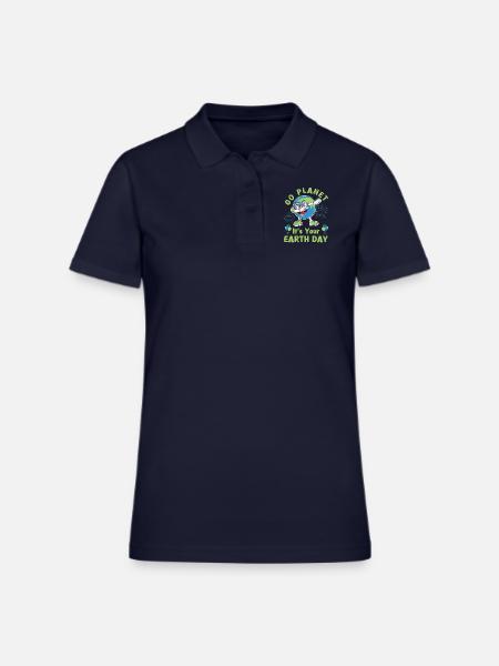 Go Planet its your Earthday - Dabbing Earth - Women's Pique Polo Shirt - midnight navy - Front