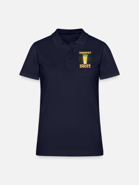 Squats Or Shots Saying Sports Squat Liquor - Women's Pique Polo Shirt - midnight navy - Front