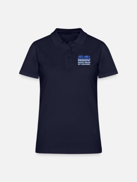 Moin Hamburg Skyline Sea Silhouette - Women's Pique Polo Shirt - midnight navy - Front