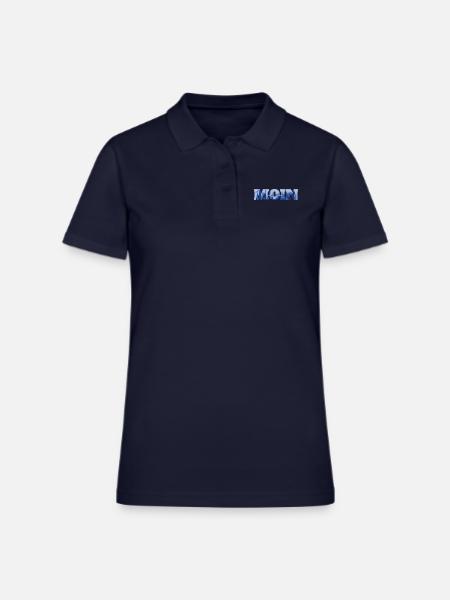 Moin Hamburg Skyline Silhouette Harbor Seagull Sea - Women's Pique Polo Shirt - midnight navy - Front