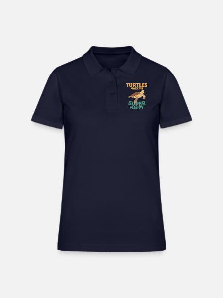 Turtles Super Happy - Women's Pique Polo Shirt - midnight navy - Front