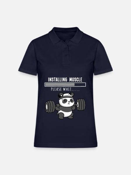 Funny Panda Weightlifting Squat - Women's Pique Polo Shirt - midnight navy - Front