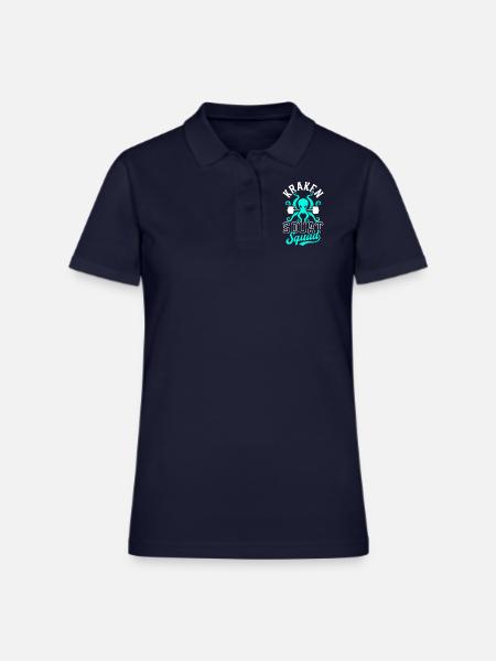 Kraken Squat Squad - Women's Pique Polo Shirt - midnight navy - Front