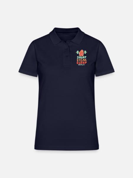 Squat Steak Sleep - Women's Pique Polo Shirt - midnight navy - Front