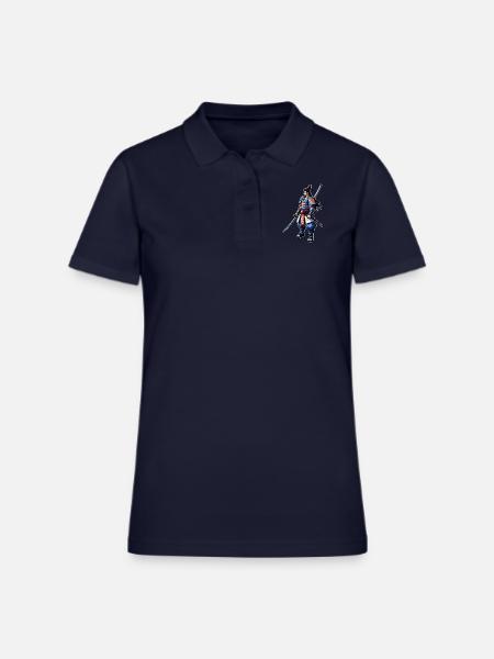 A pixel art of a Samurai - Women's Pique Polo Shirt - midnight navy - Front