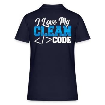 Programming I Love My Clean Code Web Developer - Women's Pique Polo Shirt - midnight navy - Back