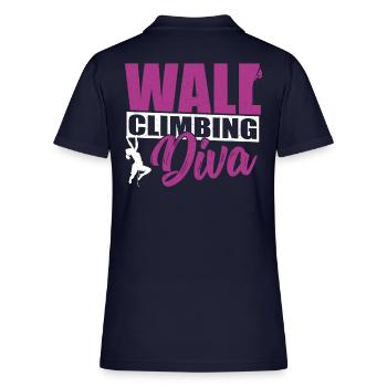 Wall Climbing Diva Indoor Rock Wall Climber - Women's Pique Polo Shirt - midnight navy - Back
