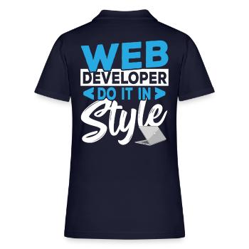 Web Developer Do It In Style Coding Programming - Women's Pique Polo Shirt - midnight navy - Back