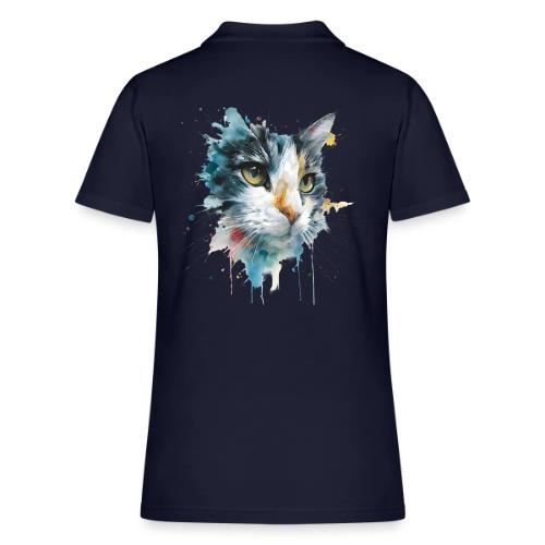 Watercolor cat face - Women's Pique Polo Shirt