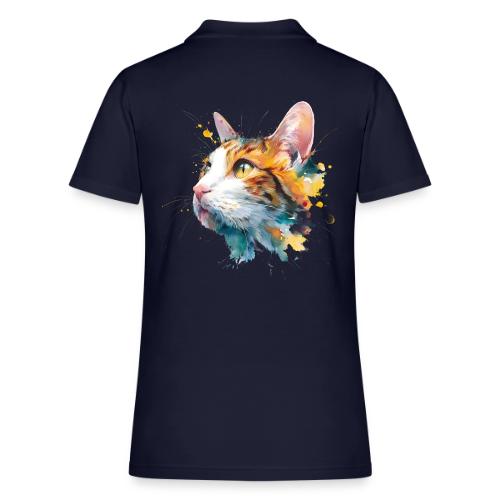 Cat: Feline Ink Burst - Women's Pique Polo Shirt