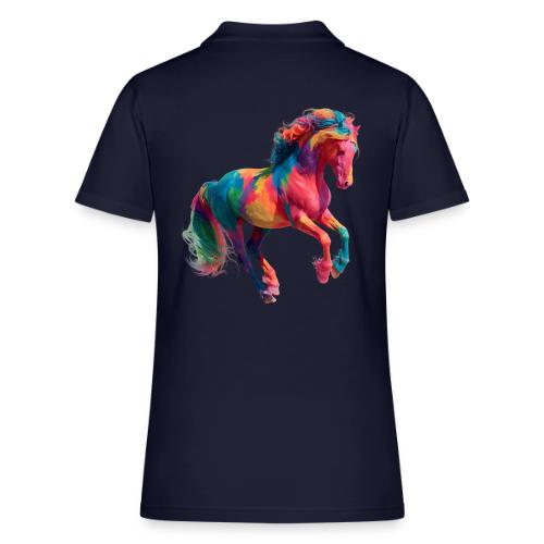 Colorful Paint Splatter Horse Art - Women's Pique Polo Shirt