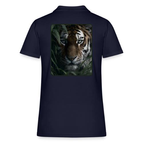 Tiger Jungle Eyes Wildlife Design - Women's Pique Polo Shirt
