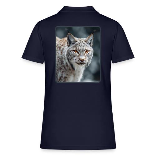 Lynx Portrait Piercing Eyes Design - Women's Pique Polo Shirt