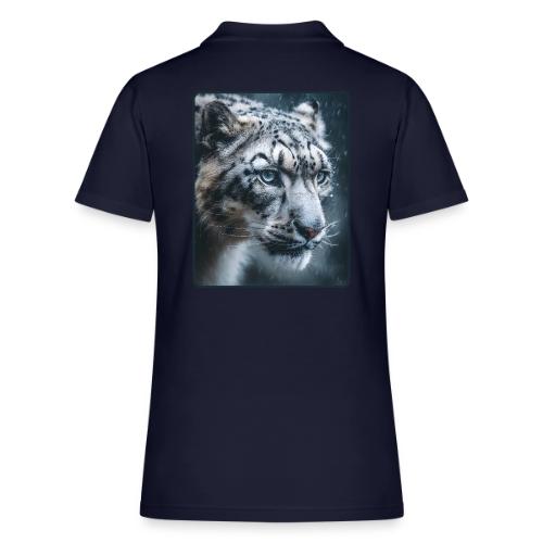 Snow Leopard Blue Eyes Design - Women's Pique Polo Shirt