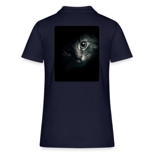 Cat Face in Shadow Close-Up Design - Women's Pique Polo Shirt