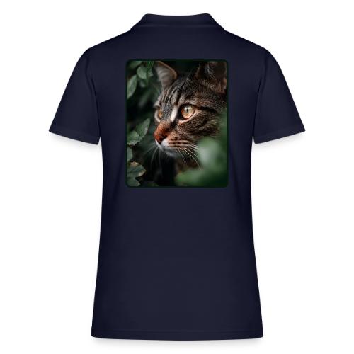 Tabby Cat Jungle Eyes Design - Women's Pique Polo Shirt