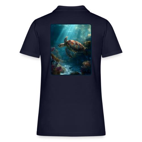 Sea Turtle Coral Reef Design - Women's Pique Polo Shirt