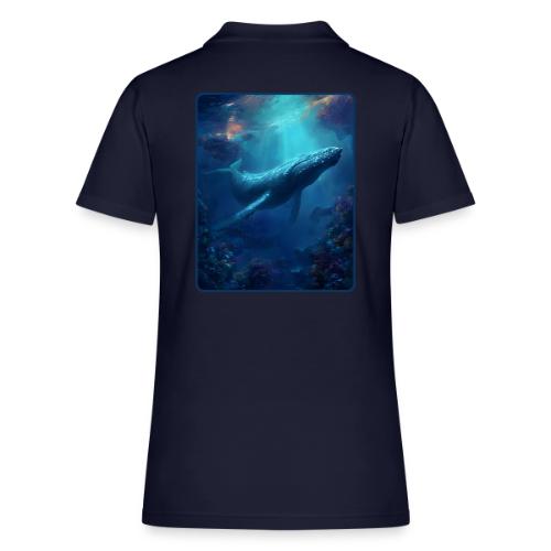 Humpback Whale Ocean Reef Design - Women's Pique Polo Shirt