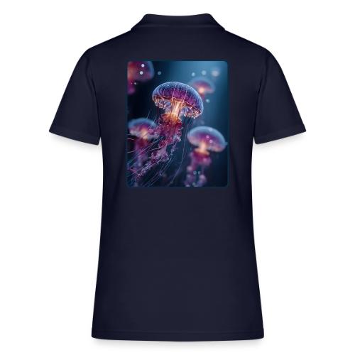 Glowing Jellyfish Deep Sea Design - Women's Pique Polo Shirt