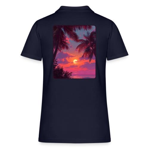 Tropical Sunset Palm Silhouette Design - Women's Pique Polo Shirt