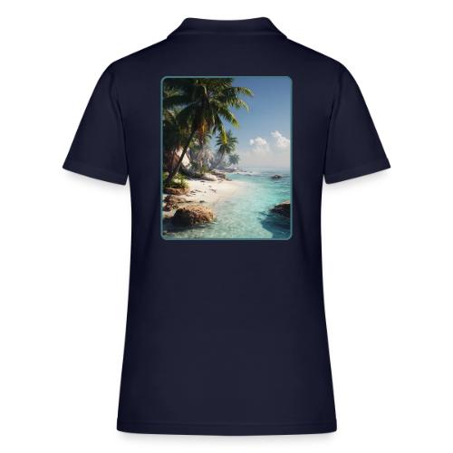 Tropical Beach Paradise Palm Design - Women's Pique Polo Shirt