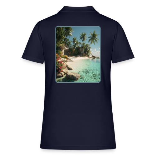 Serene Tropical Beach Floral Design - Women's Pique Polo Shirt