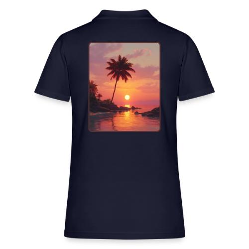 Tropical Beach Sunset Palm Design - Women's Pique Polo Shirt