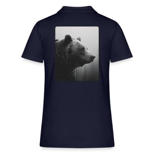 Grizzly Bear Black White Portrait Design - Women's Pique Polo Shirt