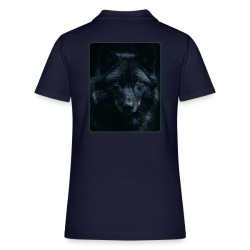Black Wolf Intense Eyes Portrait Design - Women's Pique Polo Shirt