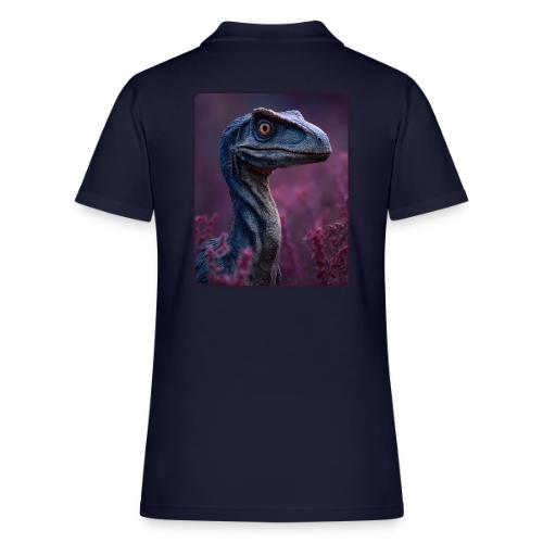 Blue Velociraptor Portrait Design - Women's Pique Polo Shirt