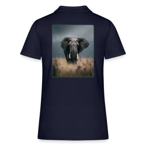 Majestic African Elephant Portrait Design - Women's Pique Polo Shirt