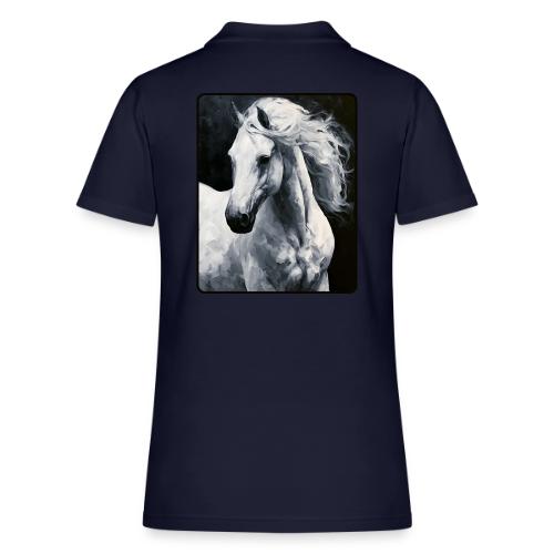 White Horse Oil Painting Design - Women's Pique Polo Shirt