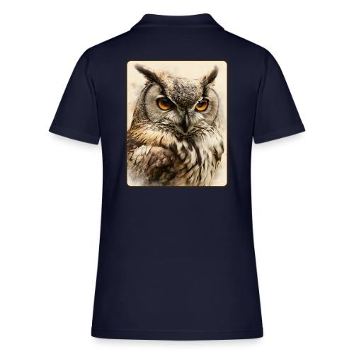 Great Horned Owl Watercolor Design - Women's Pique Polo Shirt