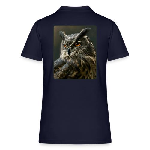 Eurasian Eagle Owl Portrait Design - Women's Pique Polo Shirt