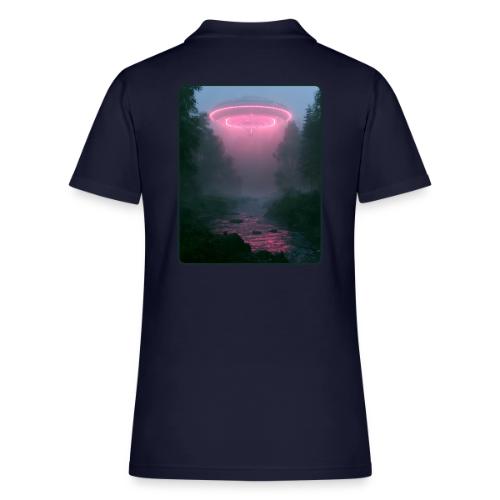 Neon UFO Forest River Design - Women's Pique Polo Shirt