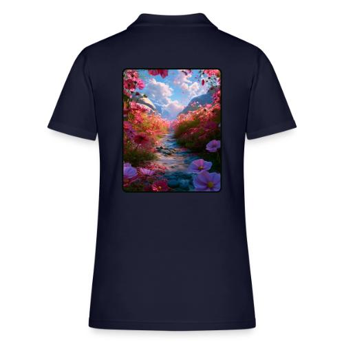 Dreamy Cosmos Valley Landscape Art - Women's Pique Polo Shirt