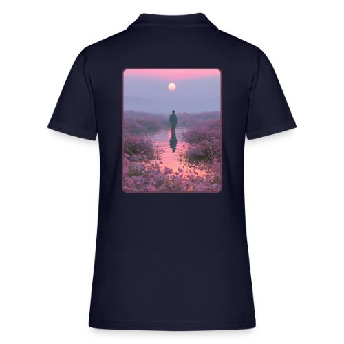 Ethereal Sunset Flower Field Art - Women's Pique Polo Shirt