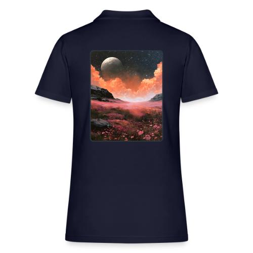 Moonlit Fantasy Flower Landscape - Women's Pique Polo Shirt