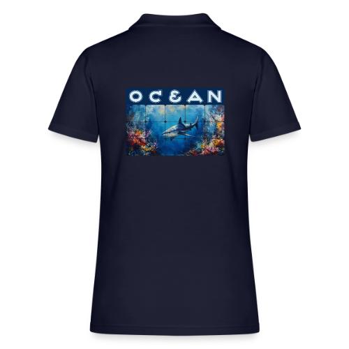 Ocean: Synthwave Shark - Women's Pique Polo Shirt