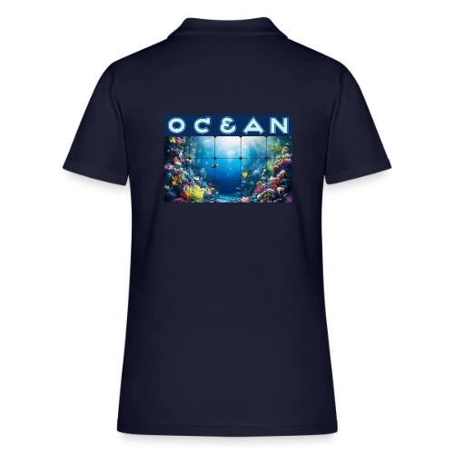 Ocean: Neon Reef Glow - Women's Pique Polo Shirt