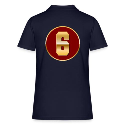 Number 6 in Gold Varsity Font - Women's Pique Polo Shirt