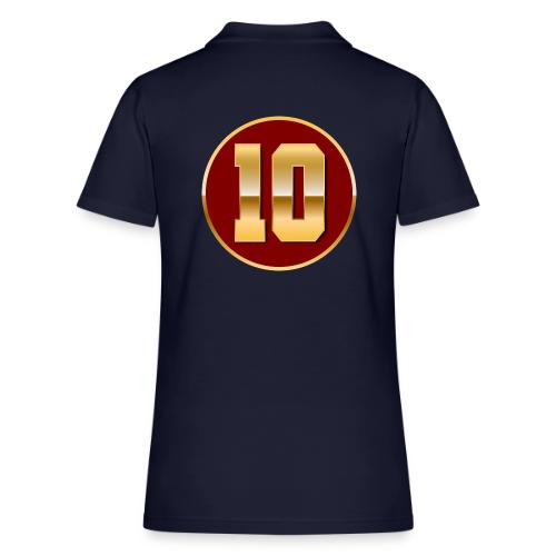 Number 10 in Gold Varsity Font - Women's Pique Polo Shirt