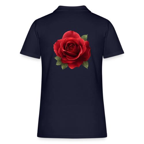 Rose: Crimson Bloom Elegance - Women's Pique Polo Shirt