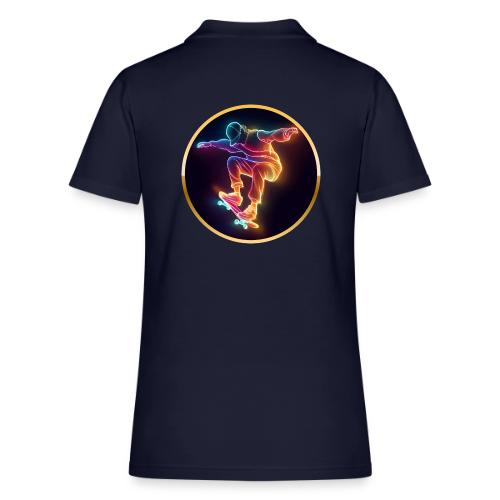 Skateboarding: Midnight Neon Skater - Women's Pique Polo Shirt