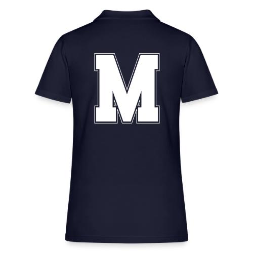 White Letter M – Varsity Alphabet Monogram - Women's Pique Polo Shirt
