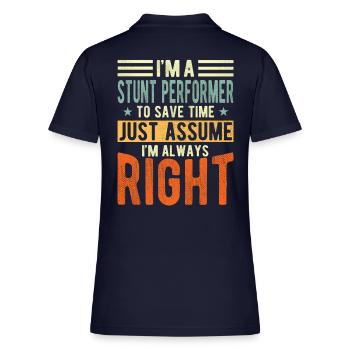 Stunt Performer - Women's Pique Polo Shirt - midnight navy - Back