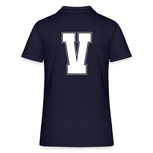 White Letter V – Varsity Alphabet Monogram - Women's Pique Polo Shirt
